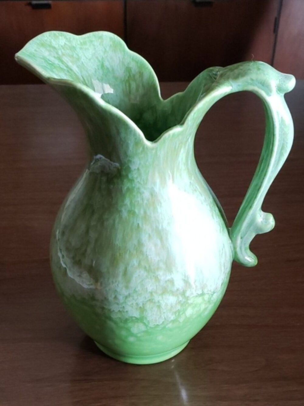 Royal Haeger USA Mid-Century Water Pitcher Apple Green with Drip Glaze